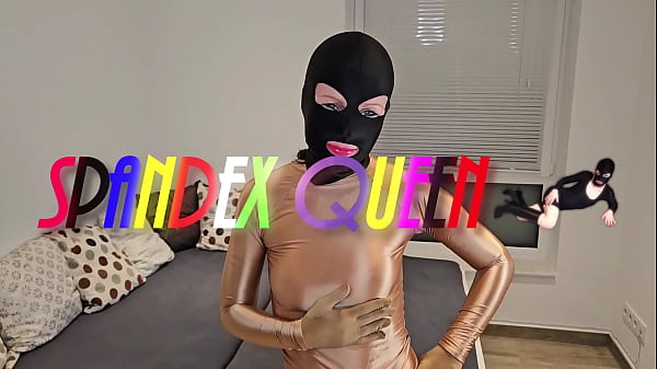 SpandexQueen comes twice and drains his balls on her nude spandex shirt   leggings